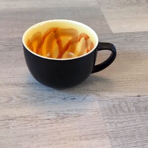 Starbucks Matte Black Blonde Caramel Wide Ceramic Handle Coffee Cup Mug 12oz